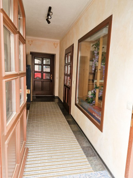 Eingangstür zum Vorraum mit Sauberlauf und Zugang zum Treppenhaus